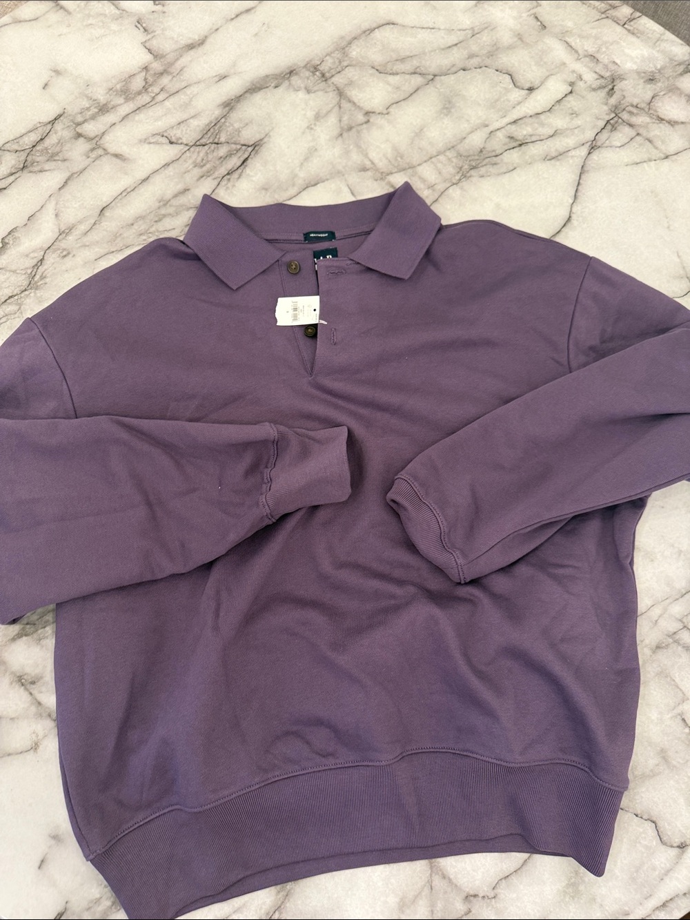 GAP Men's Lavender Long-Sleeve Polo Sweatshirt
